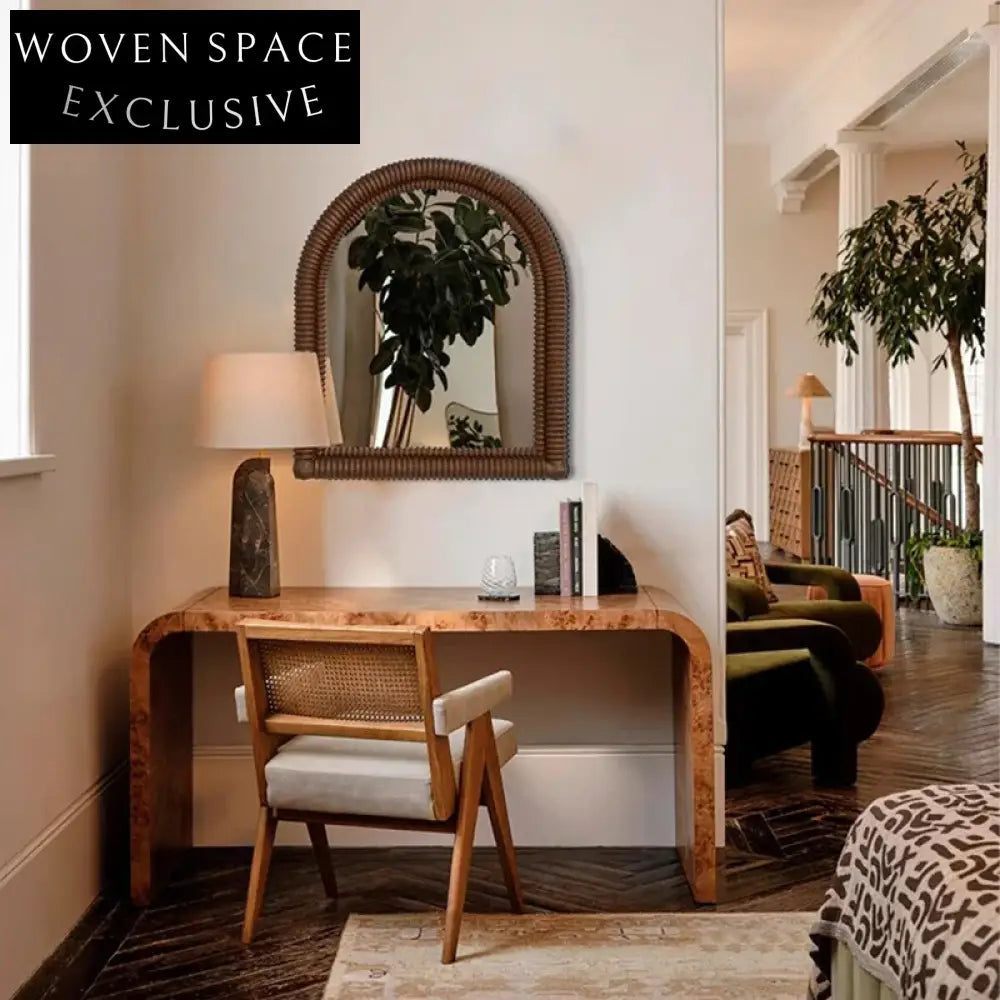 Elegant Arch Full-Length Floor Decor Mirror with Solid Wood Frame