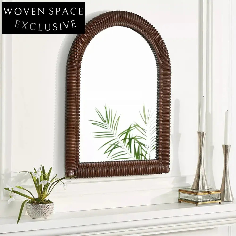 Elegant Arch Full-Length Floor Decor Mirror with Solid Wood Frame
