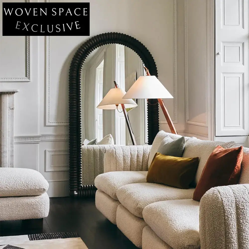 Elegant Arch Full-Length Floor Decor Mirror with Solid Wood Frame