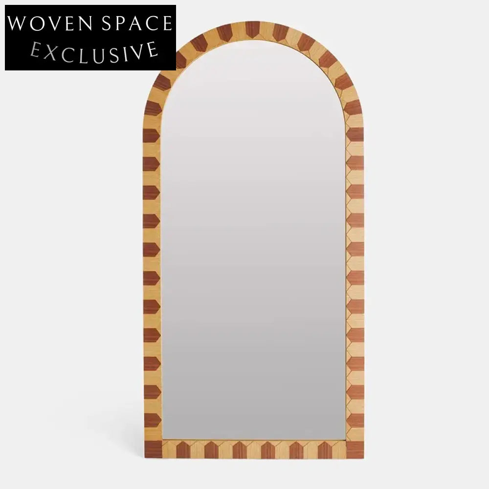 Elegant Arched Full-Length Mirror: Modern Solid Wood Frame Floor Mirror