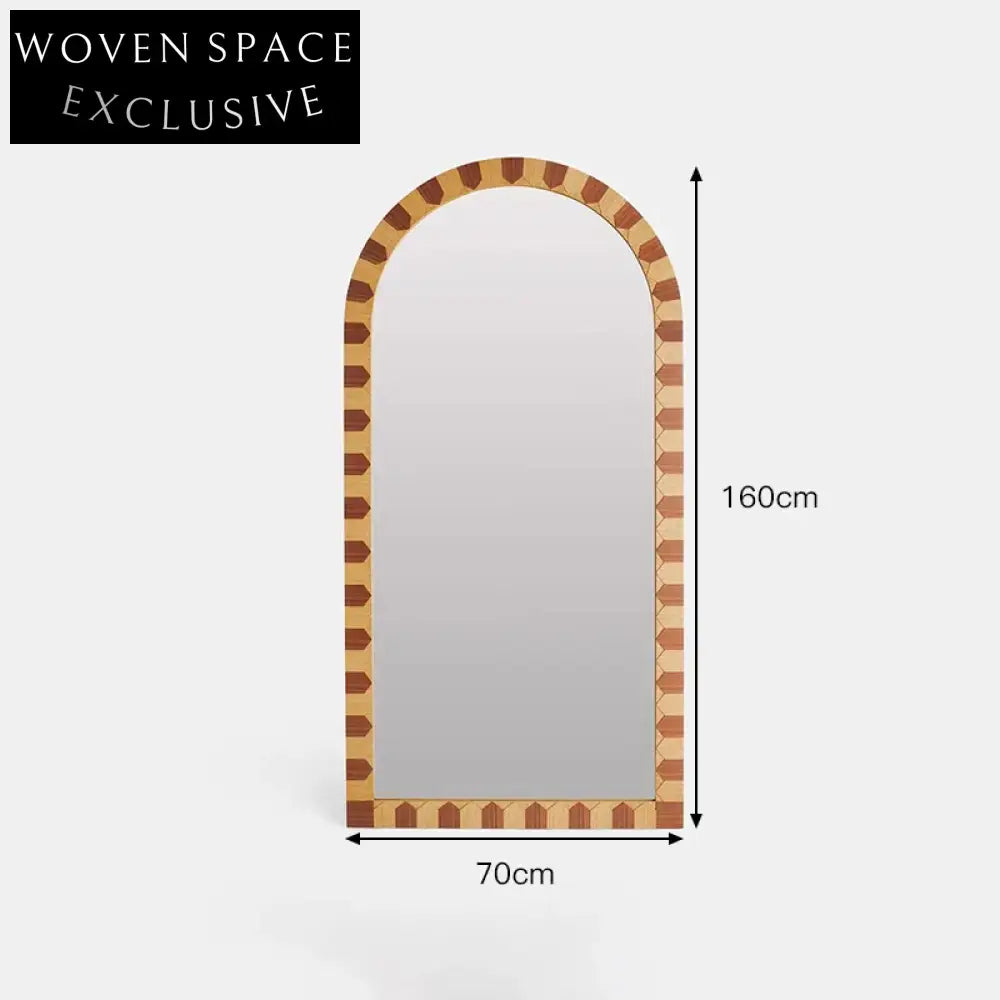 Elegant Arched Full-Length Mirror: Modern Solid Wood Frame Floor Mirror