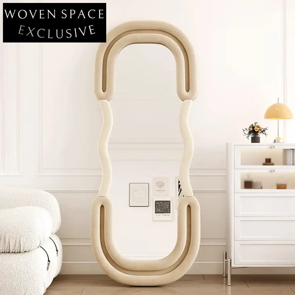 Elegant Arched Wood Frame Full-Length Standing Floor Mirror for Dressing Rooms