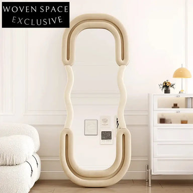 Elegant Arched Wood Frame Full-Length Standing Floor Mirror for Dressing Rooms