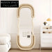 Elegant Arched Wood Frame Full-Length Standing Floor Mirror for Dressing Rooms
