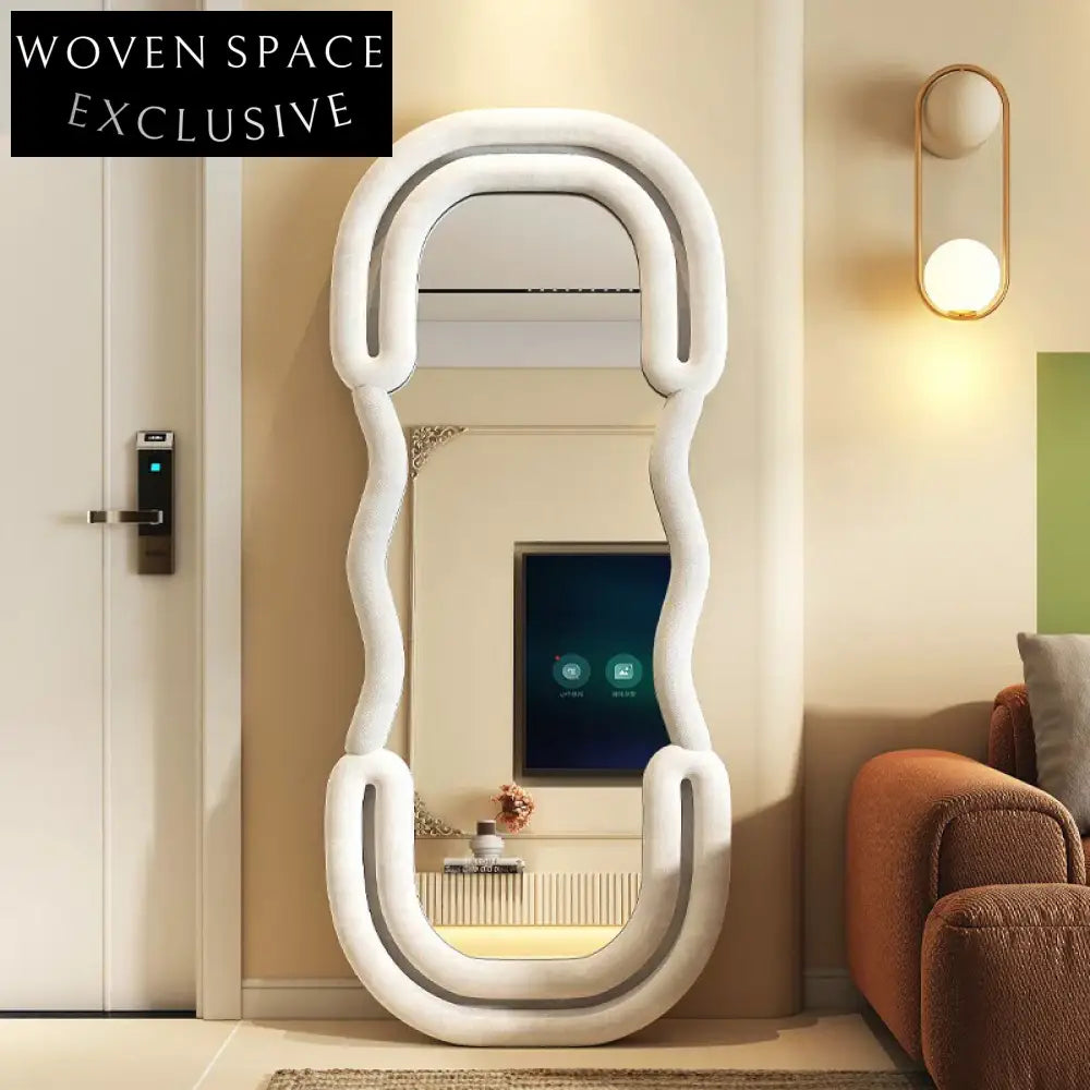 Elegant Arched Wood Frame Full-Length Standing Floor Mirror for Dressing Rooms