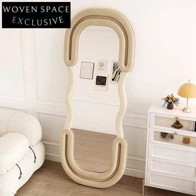 Elegant Arched Wood Frame Full-Length Standing Floor Mirror for Dressing Rooms