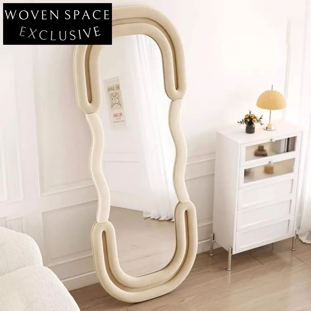 Elegant Arched Wood Frame Full-Length Standing Floor Mirror for Dressing Rooms
