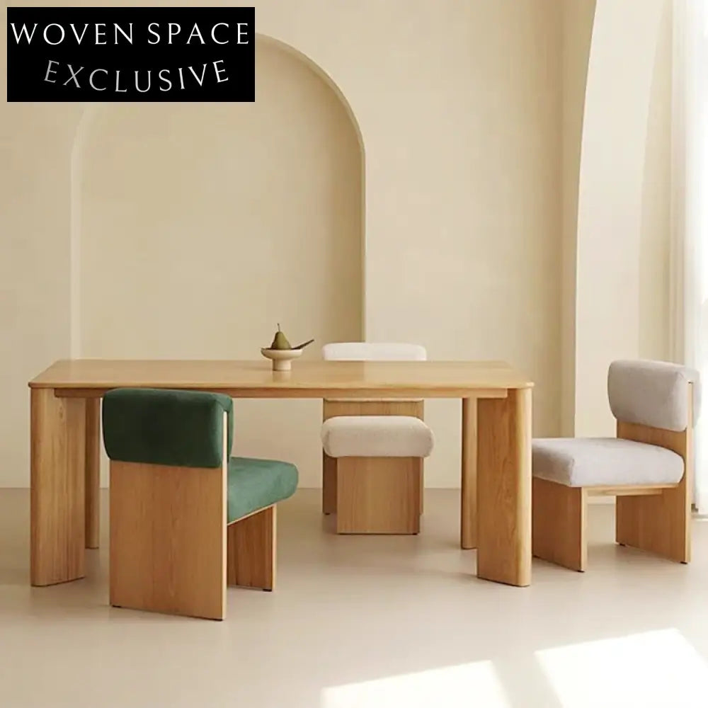 Elegant Armless Wooden Dining Chair - Plush Teddy Fabric Accent Seating