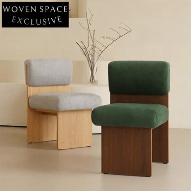 Elegant Armless Wooden Dining Chair - Plush Teddy Fabric Accent Seating