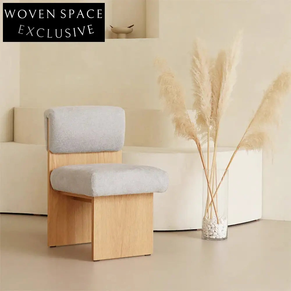 Elegant Armless Wooden Dining Chair - Plush Teddy Fabric Accent Seating