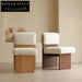 Elegant Armless Wooden Dining Chair - Plush Teddy Fabric Accent Seating