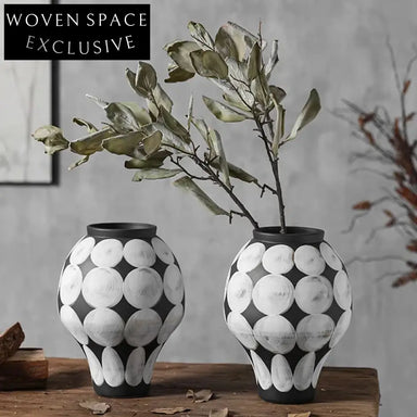 Elegant Art Deco Ceramic White and Gold Flower Vase for Modern Home Decor