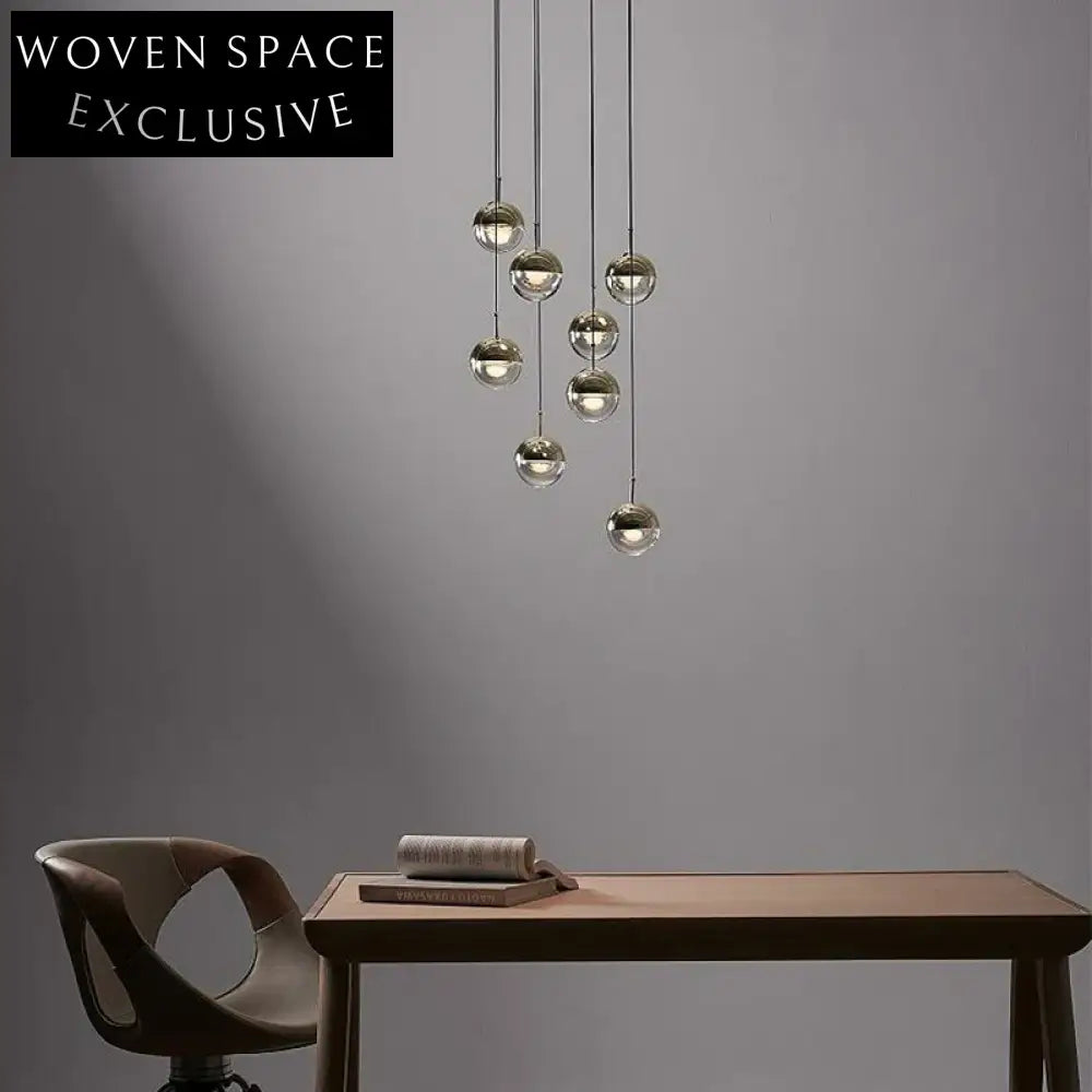 Elegant Art Deco Glass Ball Multi-Bulb Pendant Chandelier for Living Dining Room