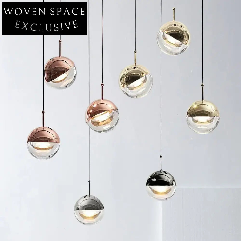 Elegant Art Deco Glass Ball Multi-Bulb Pendant Chandelier for Living Dining Room