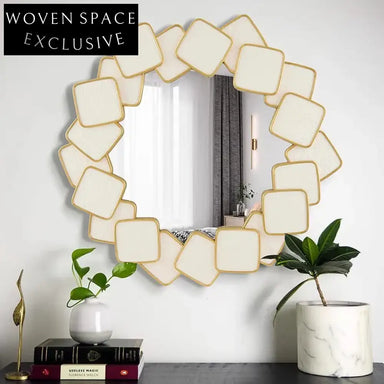 Elegant Art Deco Handcrafted Round Wall Decor Living Room Vanity Mirror