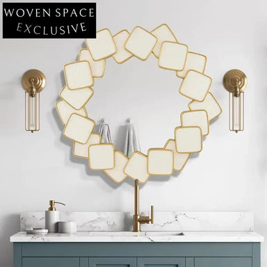 Elegant Art Deco Handcrafted Round Wall Decor Living Room Vanity Mirror