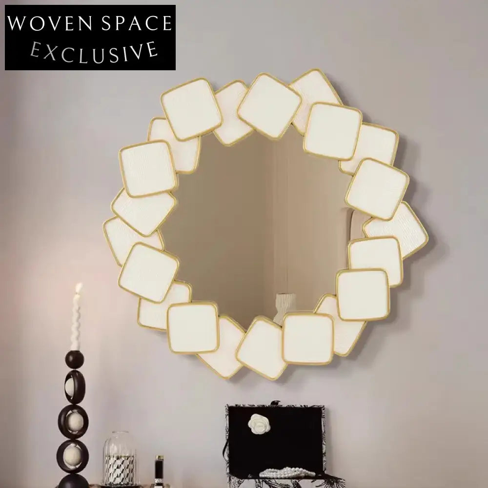 Elegant Art Deco Handcrafted Round Wall Decor Living Room Vanity Mirror