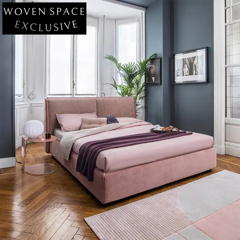 Elegant Ash Wood Frame Platform Bed with Upholstered Headboard, King Queen Sizes