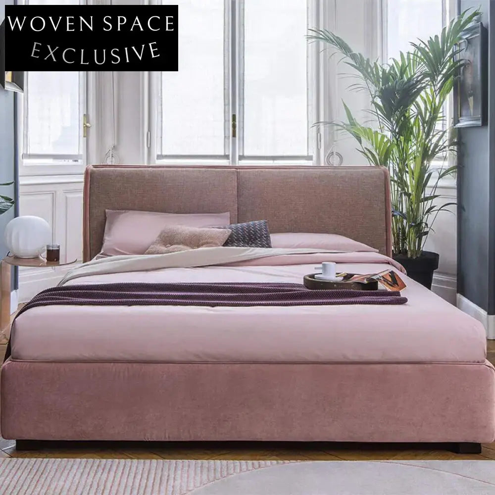 Elegant Ash Wood Frame Platform Bed with Upholstered Headboard, King Queen Sizes