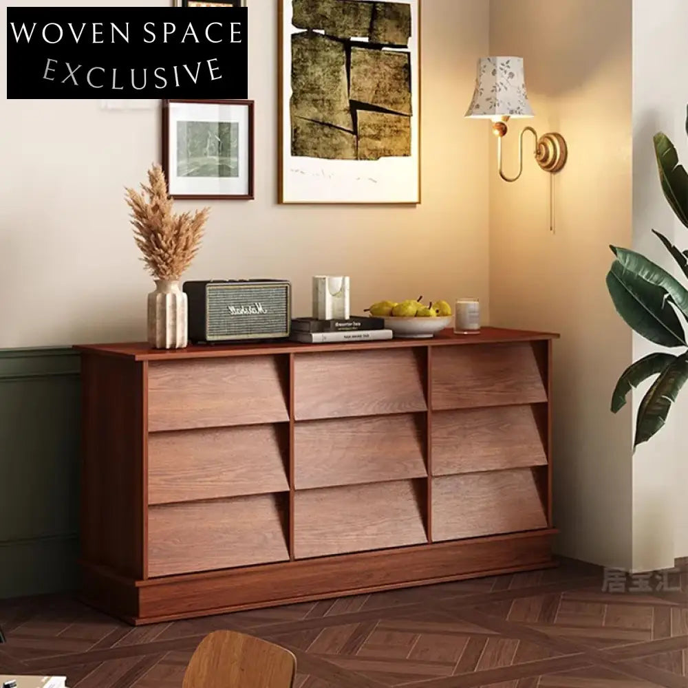 Elegant Ash Wood Sideboard, Modern French Style Storage Cabinet for Dining & Living Room