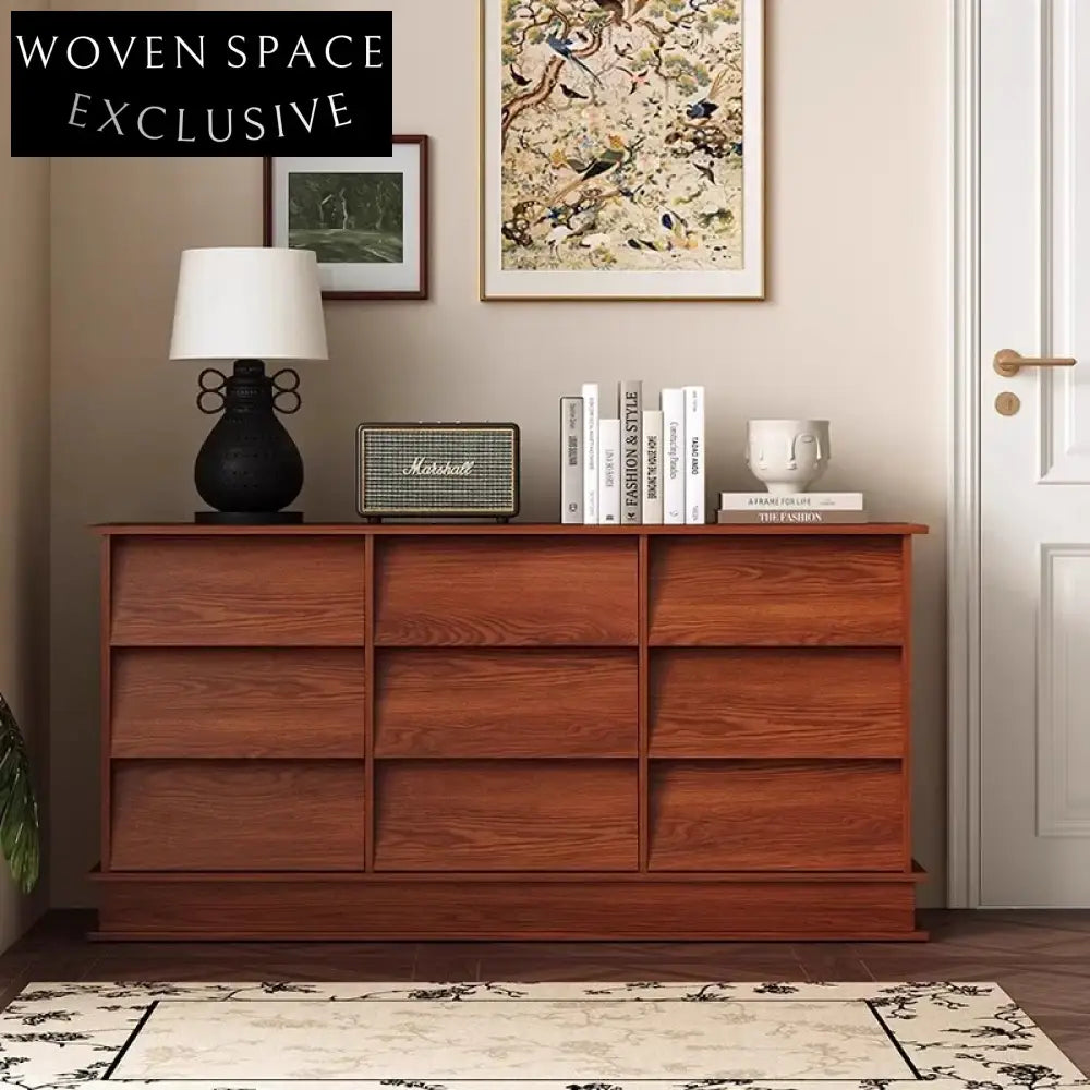 Elegant Ash Wood Sideboard, Modern French Style Storage Cabinet for Dining & Living Room