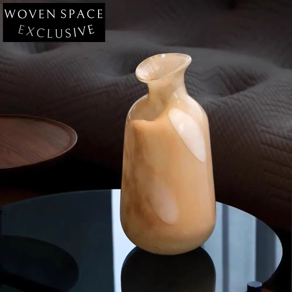 Elegant Beige Glass Flower Vase for Modern Home Dining Tabletop Decor