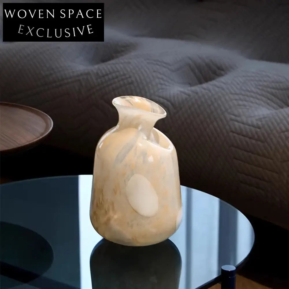 Elegant Beige Glass Flower Vase for Modern Home Dining Tabletop Decor