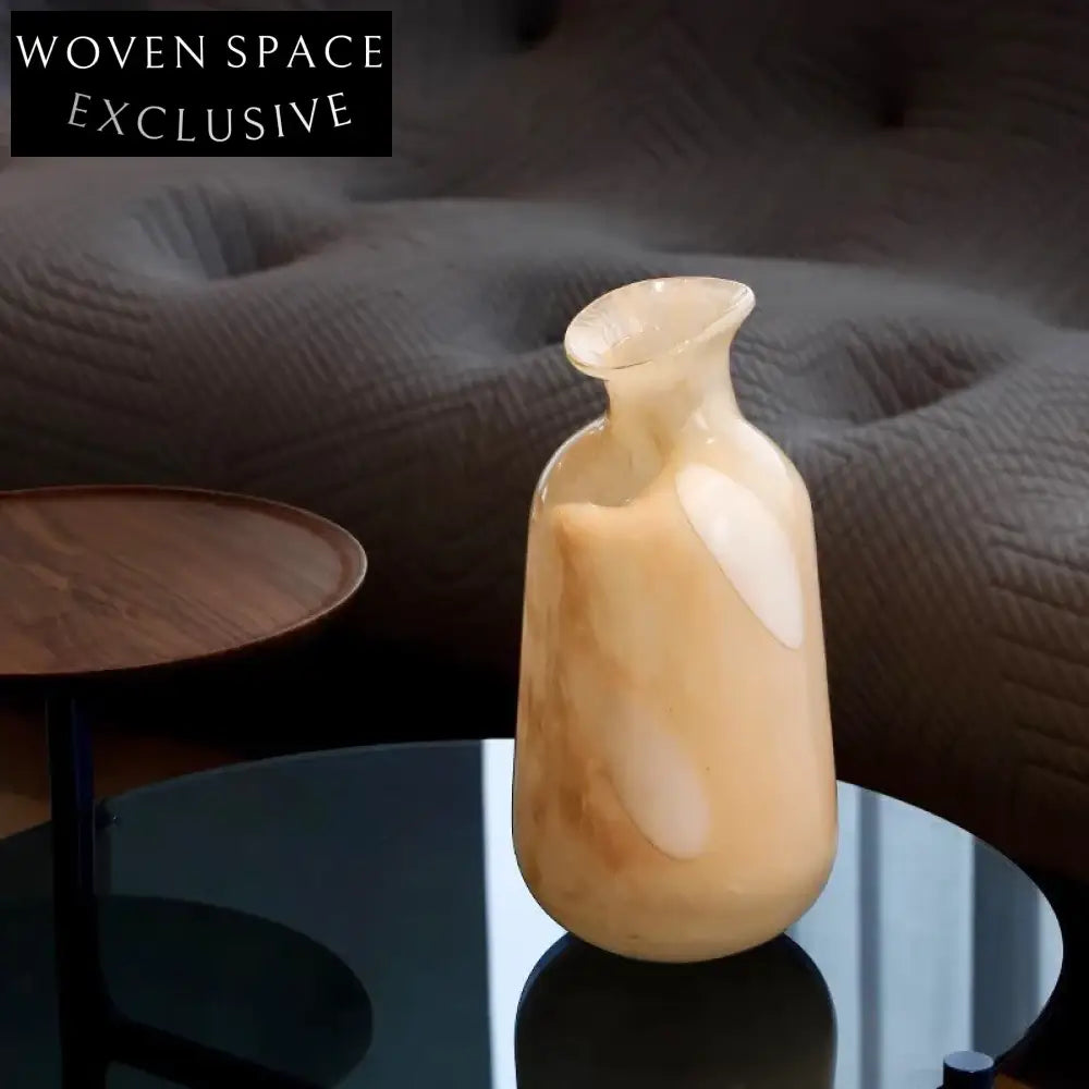 Elegant Beige Glass Flower Vase for Modern Home Dining Tabletop Decor