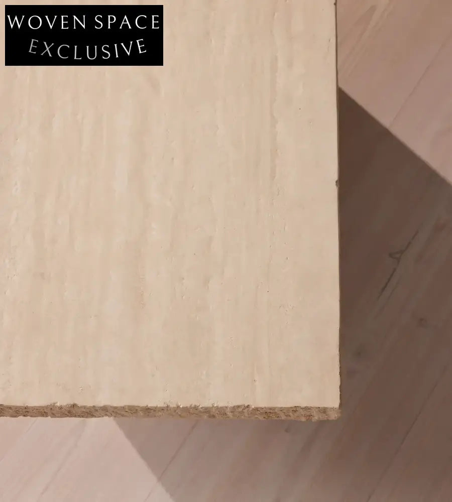 Elegant Italian Minimalist Beige Travertine Square Coffee Table for Luxury Living Room