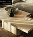 Elegant Italian Minimalist Beige Travertine Square Coffee Table for Luxury Living Room