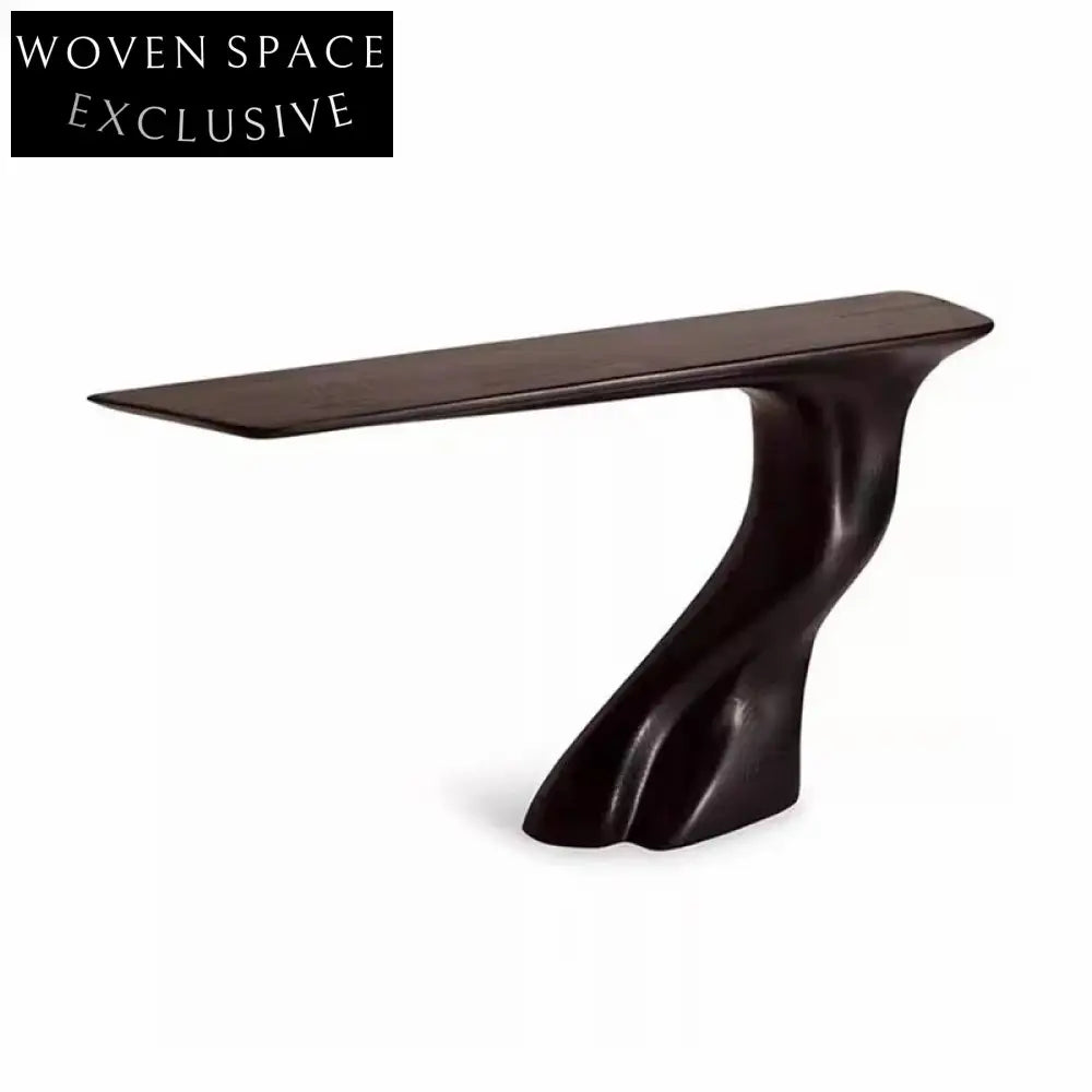 Elegant Black Fiberglass 7-Shape Designer Console Table for Hallway Entry