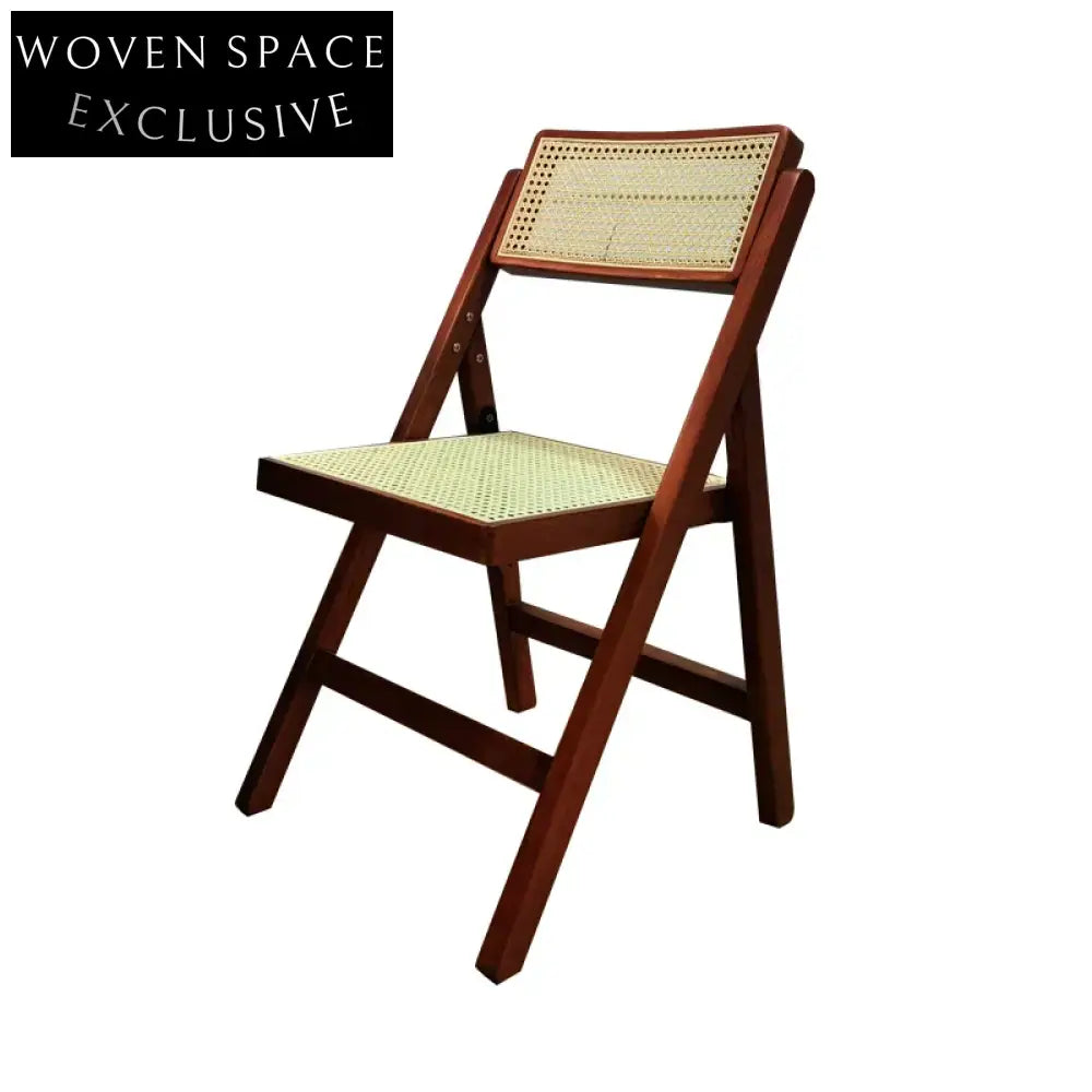 Elegant Black Foldable Wooden Rattan Dining Chair for Events, Home, Weddings