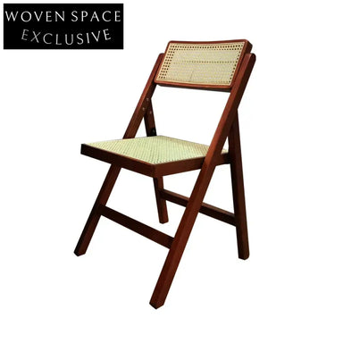 Elegant Black Foldable Wooden Rattan Dining Chair for Events, Home, Weddings