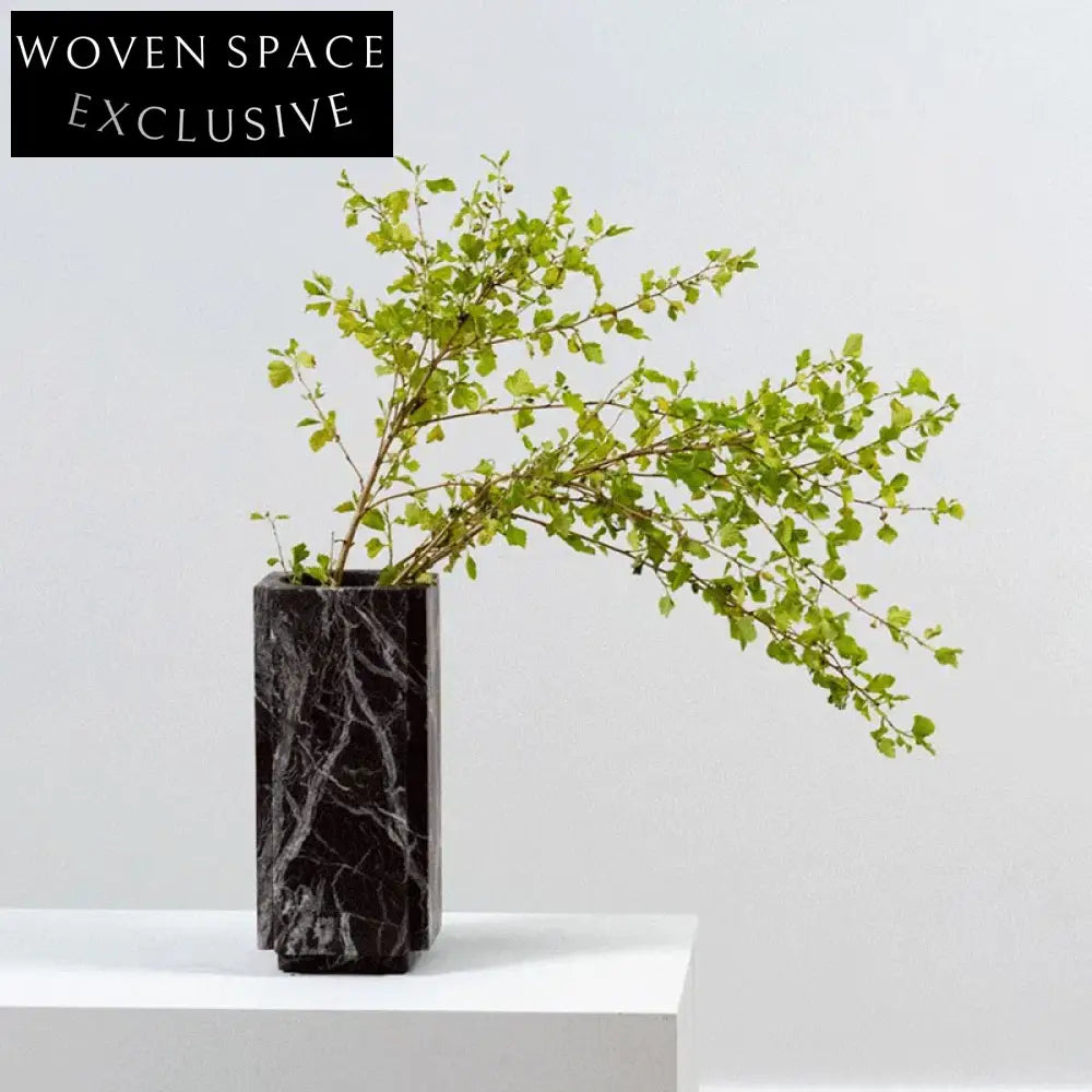 Elegant Black Marble Flower Vase, Modern Home Decor, Dining Room Accent