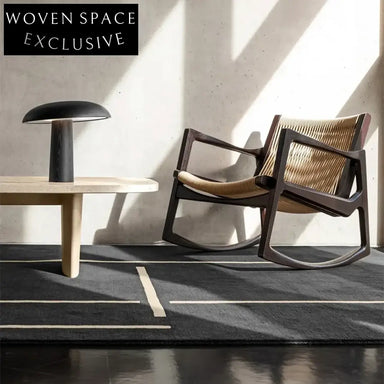 Elegant Black Modern Hand-Tufted Custom Living Room Accent Carpet