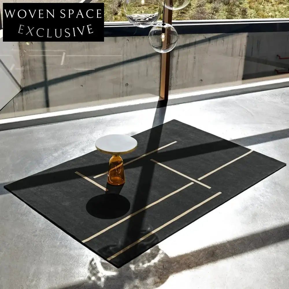 Elegant Black Modern Hand-Tufted Custom Living Room Accent Carpet