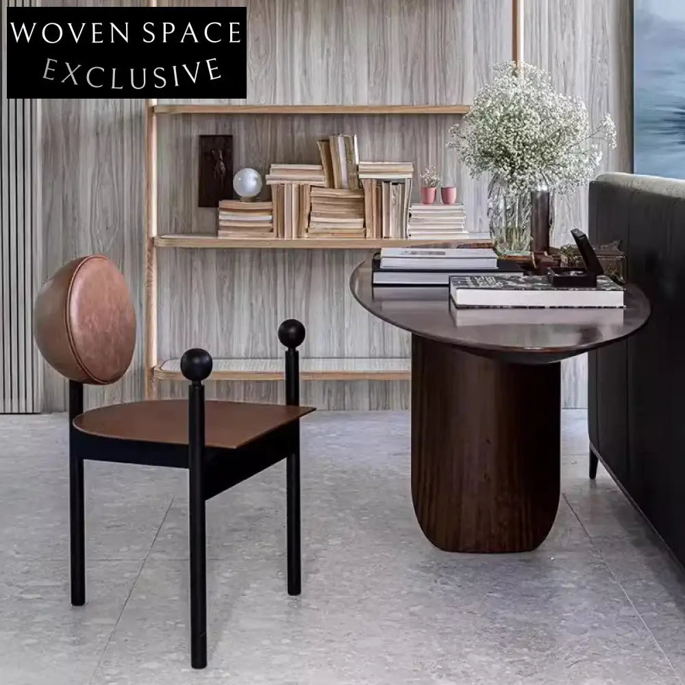 Elegant Black PU Leather Solid Wood Dining Chair for Modern Homes & Cafes
