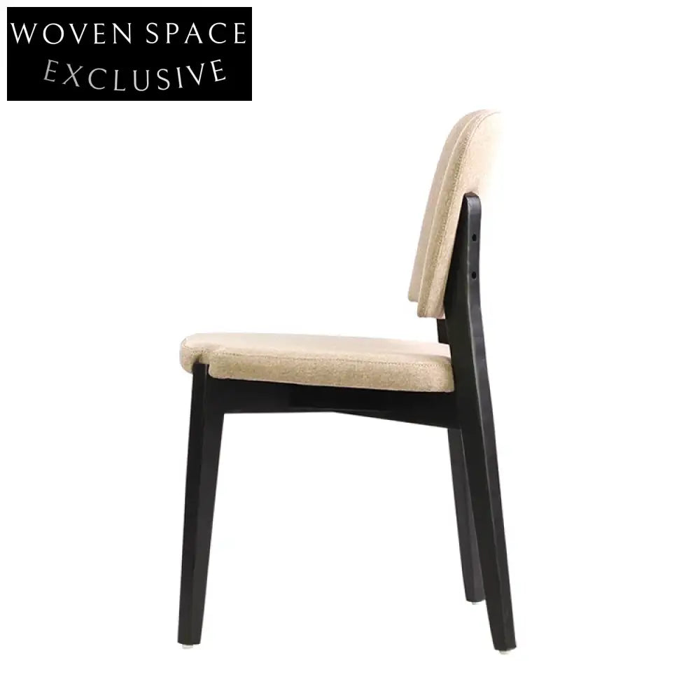 Elegant Black Solid Wood Dining Chair with Fabric Cushion for Restaurants & Hotels