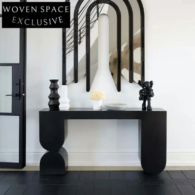 Elegant Black Solid Wood Italian Design Hallway Entry Console Table