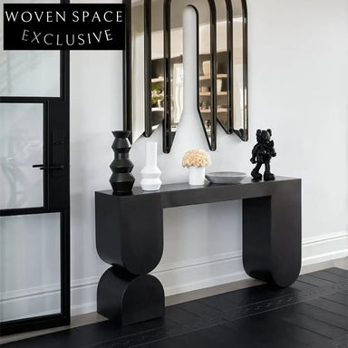 Elegant Black Solid Wood Italian Design Hallway Entry Console Table
