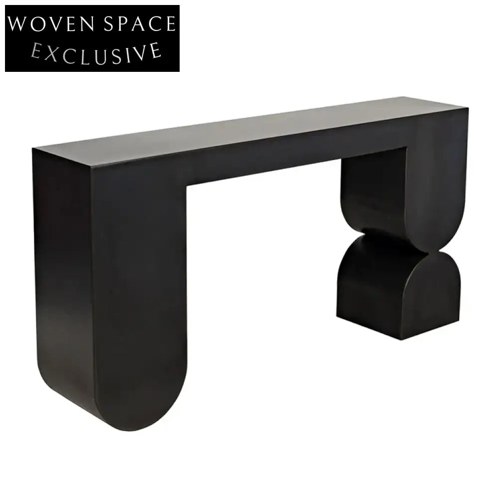 Elegant Black Solid Wood Italian Design Hallway Entry Console Table