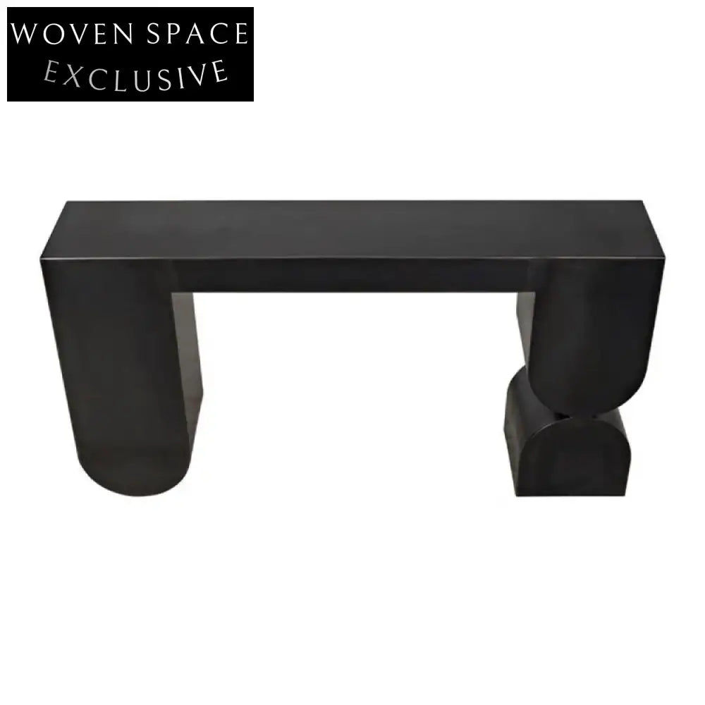 Elegant Black Solid Wood Italian Design Hallway Entry Console Table