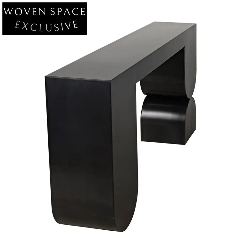 Elegant Black Solid Wood Italian Design Hallway Entry Console Table
