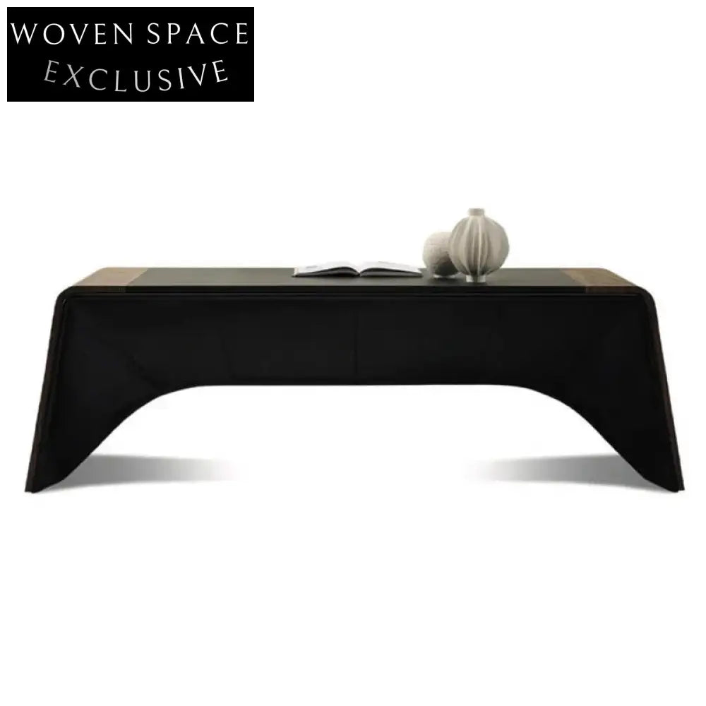 Elegant Black Walnut Wood Home Office Desk with Storage, Designer Computer Desk