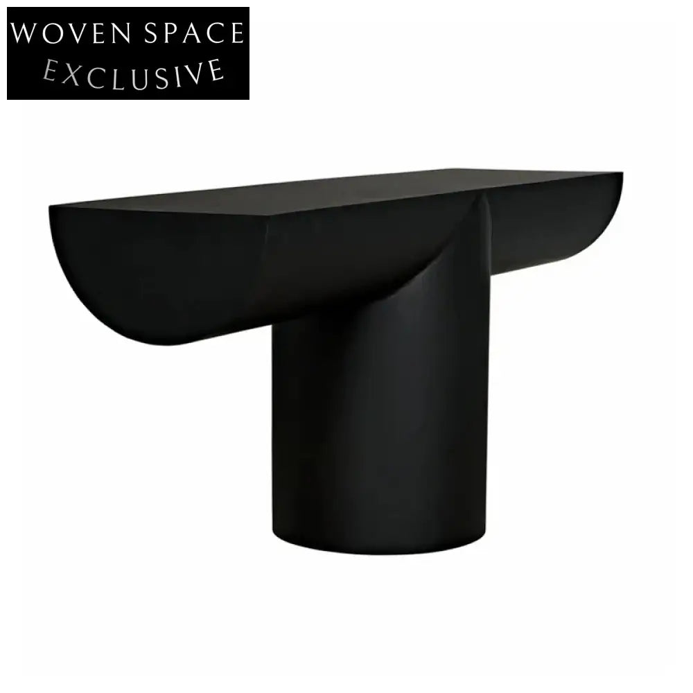 Elegant Black Wooden Japandi Console Table for Hallway, Living Room, Entryway