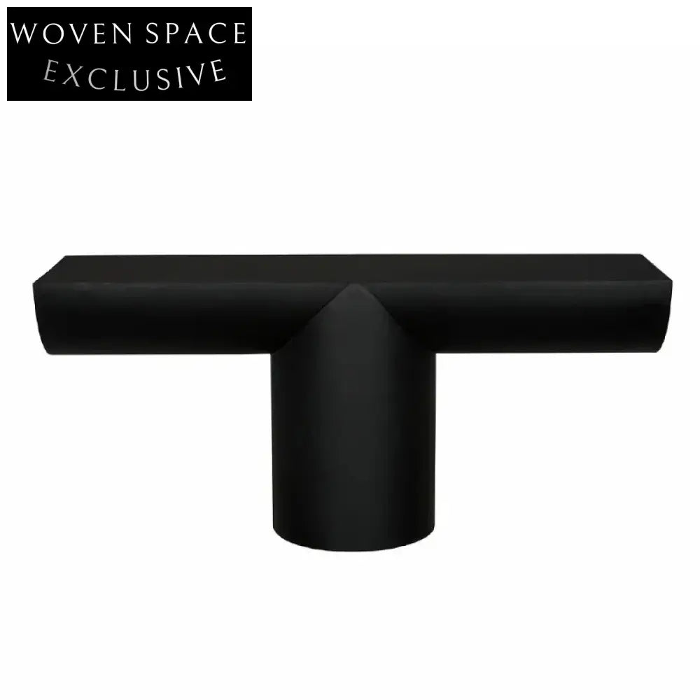 Elegant Black Wooden Japandi Console Table for Hallway, Living Room, Entryway