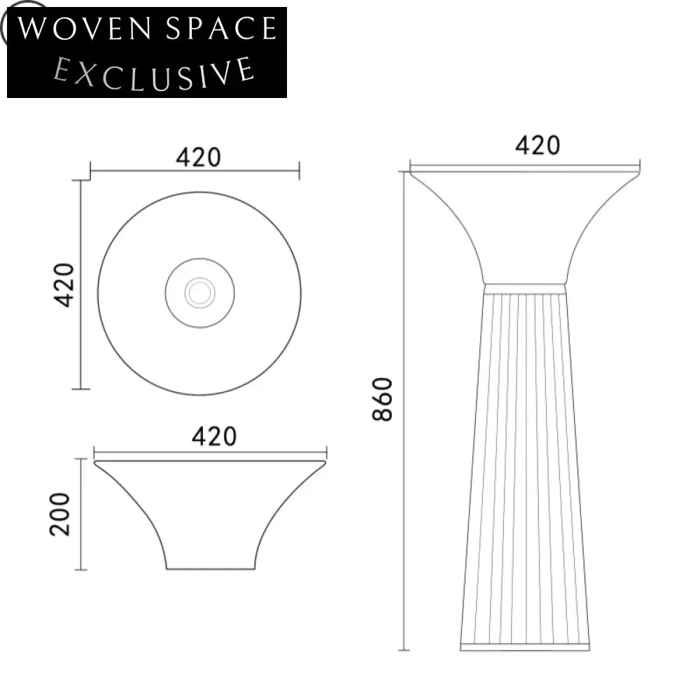 Elegant Blue Ceramic Pedestal Bathroom Sink with Faux Marble Column