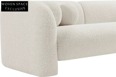 Elegant Boucle Fabric Modern Wooden Sofa – Luxury Carved Living Room Seating