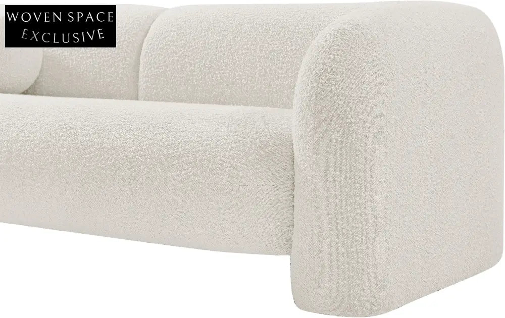 Elegant Boucle Fabric Modern Wooden Sofa – Luxury Carved Living Room Seating