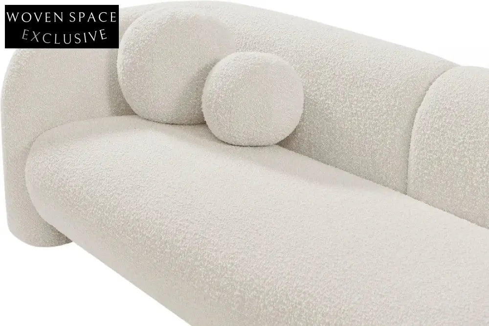 Elegant Boucle Fabric Modern Wooden Sofa – Luxury Carved Living Room Seating